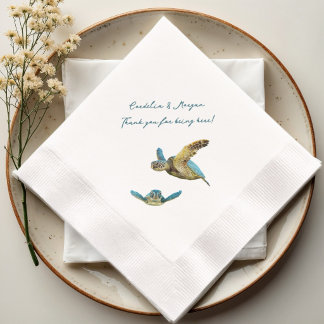 Servilleta De Papel Boda Costera Tortugas Marinas Gracias