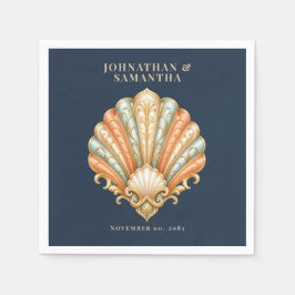 Servilleta De Papel Boda Costera Vintage con Conchas