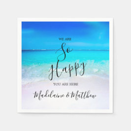 Servilleta De Papel Boda costero Blue Aqua Ocean Beach