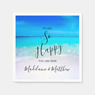 Servilleta De Papel Boda costero Blue Aqua Ocean Beach