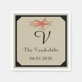 Servilleta De Papel Boda costero de Taupe y Tangerine