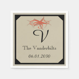 Servilleta De Papel Boda costero de Taupe y Tangerine