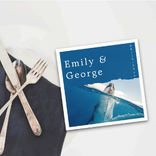 Servilleta De Papel Boda costero marino náutico azul marino