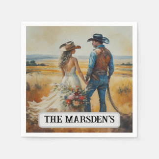 Servilleta De Papel Boda Country Western Acuarela