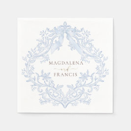 Servilleta De Papel boda cresta azul acuarela