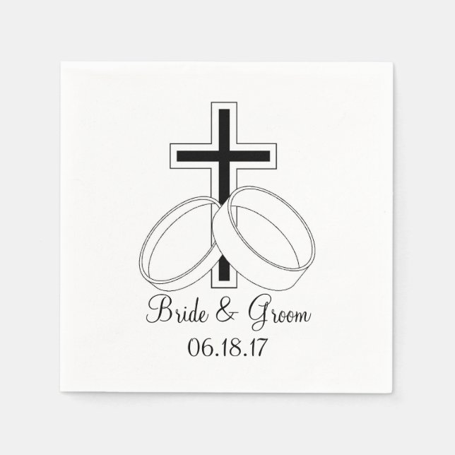 Servilleta De Papel Boda cristiano Personalizado Bride Groom Nombres F (Anverso)