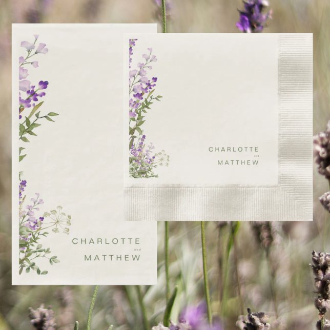 Servilleta De Papel Boda cuadrado de lavanda de vegetación simple (Subido por el creador)