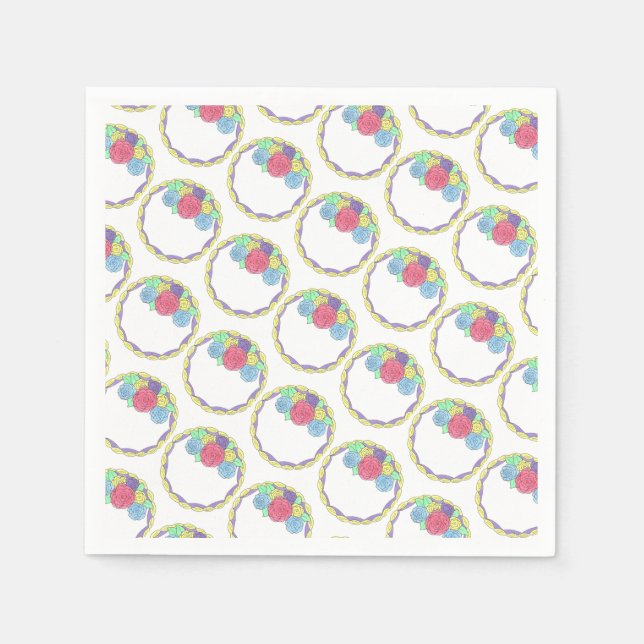 Servilleta De Papel Boda Cumpleaños Bridal Shower Floral Torta redonda (Anverso)