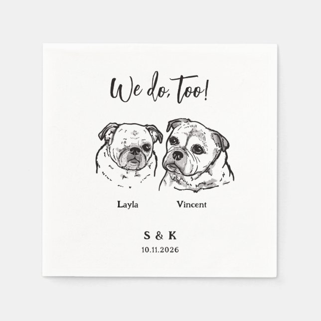 Servilleta De Papel Boda de 2 Perros  (Anverso)