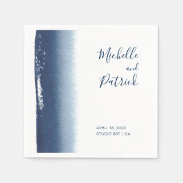 Servilleta De Papel Boda de acuarela azul de la marina