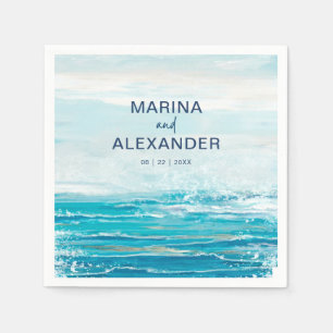 Servilleta De Papel Boda de acuarela costera de Sea Blue Beach