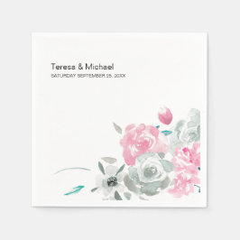 Servilleta De Papel Boda de acuarela de flor personalizada