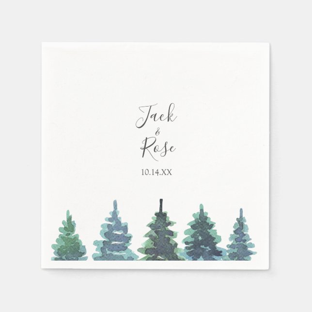 Servilleta De Papel Boda de acuarela de invierno (Anverso)