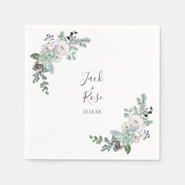 Servilleta De Papel Boda de acuarela de invierno (Anverso)