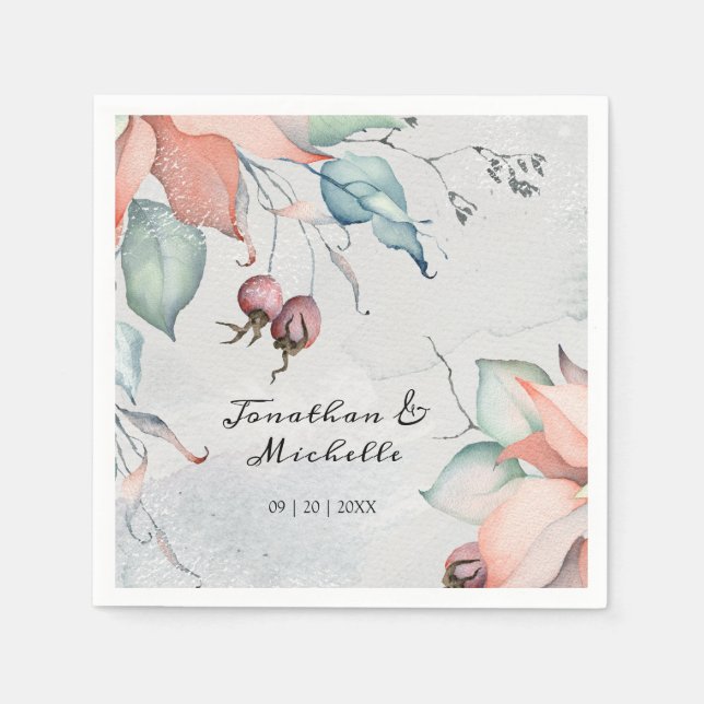 Servilleta De Papel Boda de acuarela de vacaciones de Navidades de inv (Anverso)