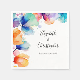 Servilleta De Papel Boda de acuarela floral brillante personalizada