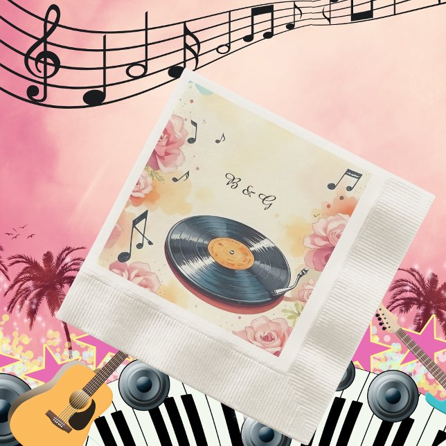 Servilleta De Papel boda de acuarela floral musical lúdico (Subido por el creador)