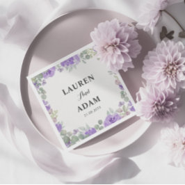 Servilleta De Papel Boda de acuarela floral púrpura rusa