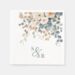 Servilleta De Papel Boda de acuarela floral suave de tono de tierra
