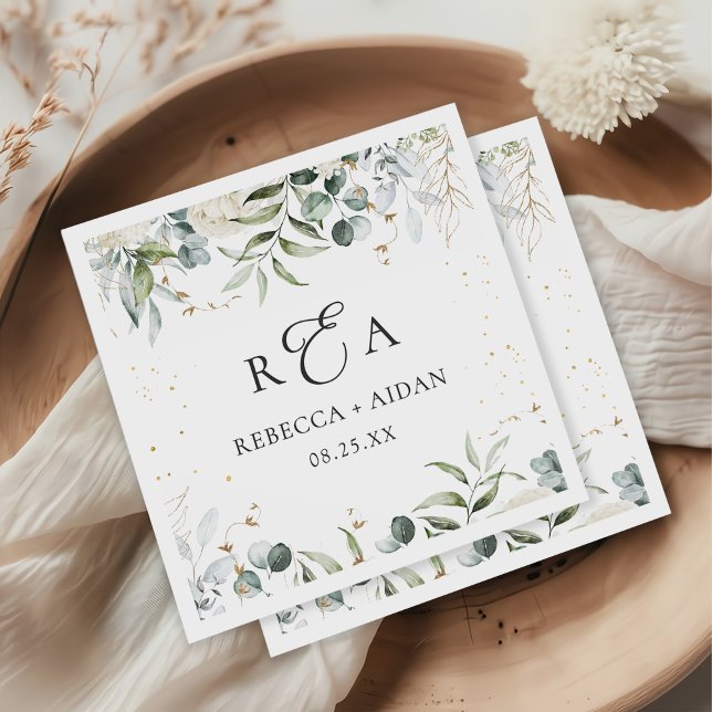 Servilleta De Papel Boda de acuarela floral verde (Subido por el creador)