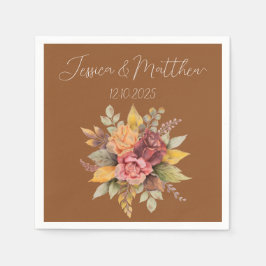 Servilleta De Papel Boda de acuarela rústica de Terracota otoño