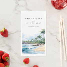 Servilleta De Papel Boda de acuarela tropical de playa