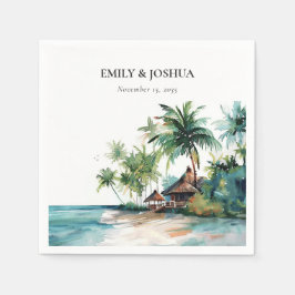 Servilleta De Papel Boda de acuarela tropical de playa