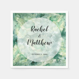 Servilleta De Papel Boda de acuarela verde abstracto moderno