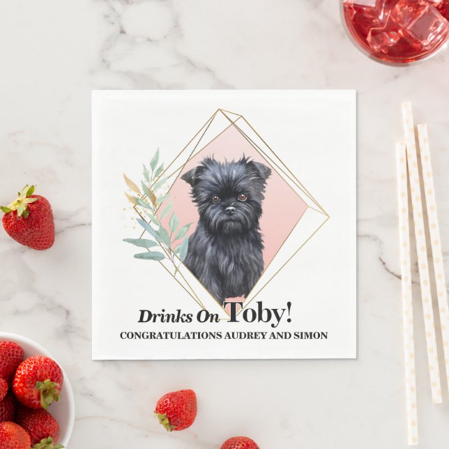 Servilleta De Papel Boda de Affen Pinscher Napkin con Mascotas. Foto (In situ)