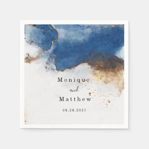 Servilleta De Papel Boda de Agante de Oro de Cobre de Color de Agua Az