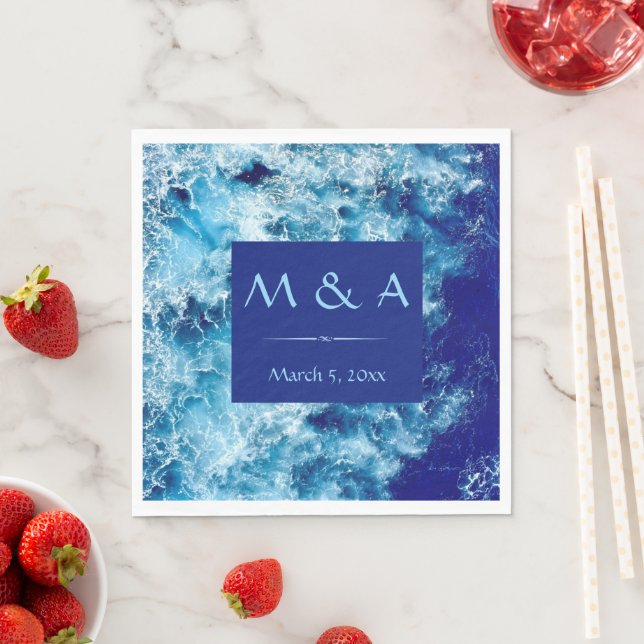 Servilleta De Papel Boda de agua del Océano Azul (In situ)