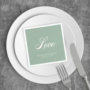 Servilleta De Papel Boda de amor cursivo elegante de color personaliza