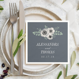 Servilleta De Papel Boda de Anemone y Eucalyptus