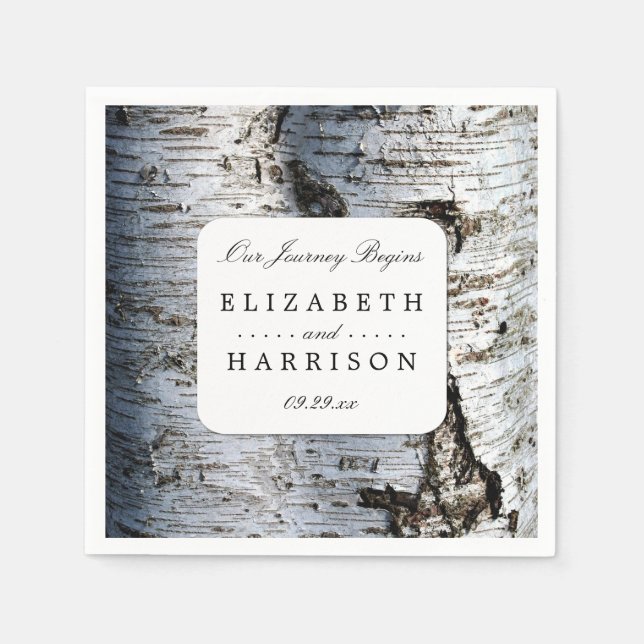 Servilleta De Papel Boda de árbol de birch rústico del país (Anverso)