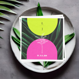 Servilleta De Papel Boda de árbol de palmas tropicales monograma