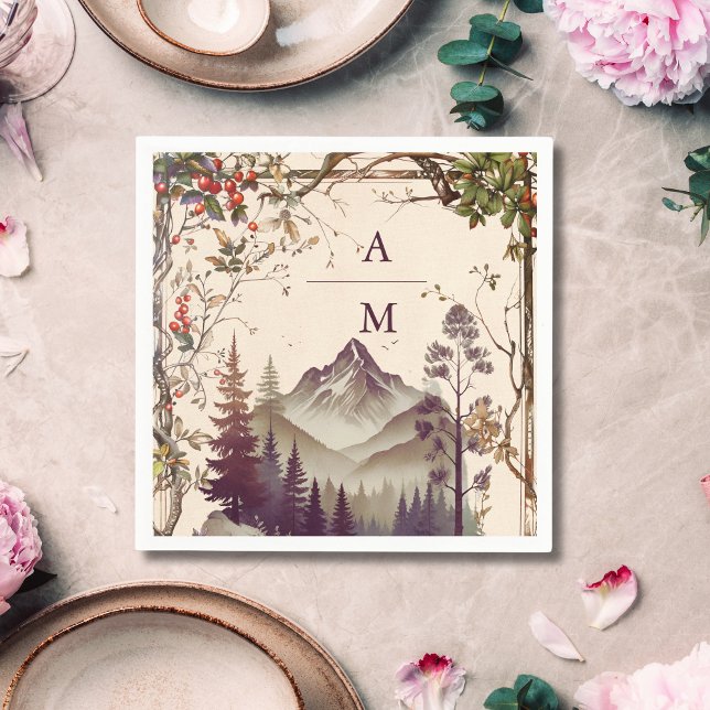Servilleta De Papel Boda de árbol Evergreen del bosque montañoso vinta (Subido por el creador)