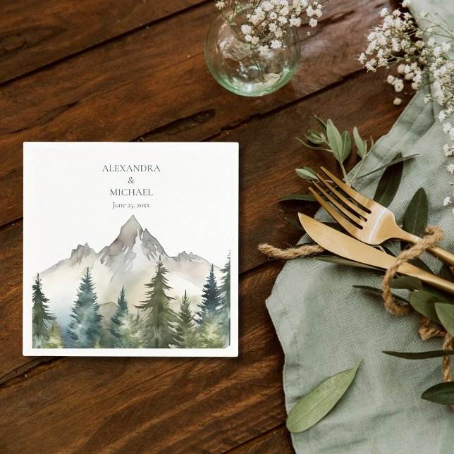 Servilleta De Papel Boda de Árbol Evergreen Forestal Rústico de Montañ (Subido por el creador)