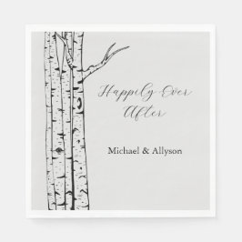 Servilleta De Papel Boda de árboles de abedul gris