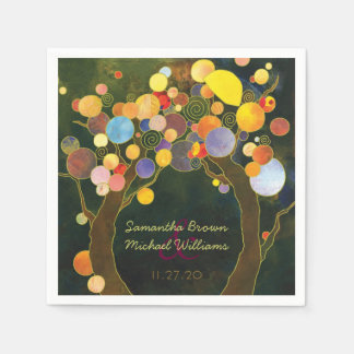 Servilleta De Papel Boda de Árboles de amor románticos coloridos