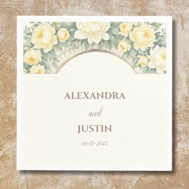 Servilleta De Papel Boda de arco italiano floral amarillo crema (Subido por el creador)