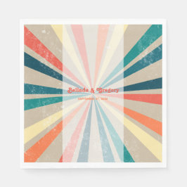 Servilleta De Papel Boda de arcoiris retro colorido