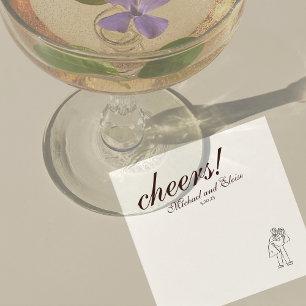 Servilleta De Papel Boda de Arte de Boceto Personalizado Marrón Modern