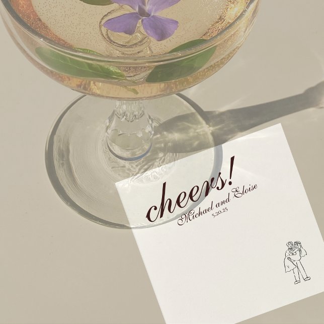 Servilleta De Papel Boda de Arte de Boceto Personalizado Marrón Modern (Modern Elegant Mousse Brown Wedding Suite Theme with options to personalize for your special day.)