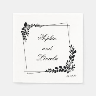 Servilleta De Papel boda de arte de línea Floral