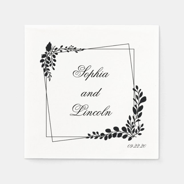 Servilleta De Papel boda de arte de línea Floral (Anverso)