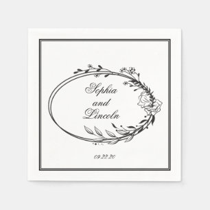 Servilleta De Papel boda de arte de línea Floral