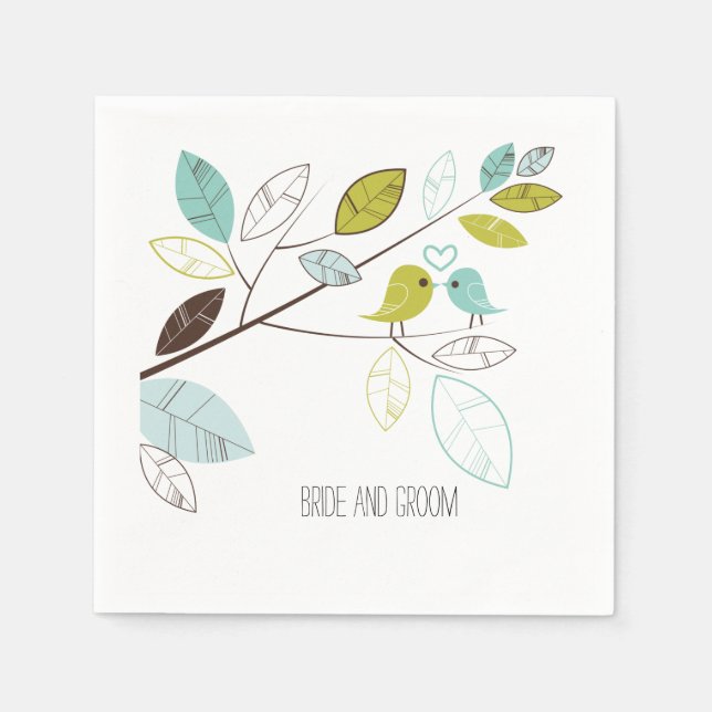 Servilleta De Papel Boda de Aves de Amor (Anverso)