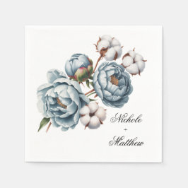 Servilleta De Papel Boda de azul polvoriento y algodón