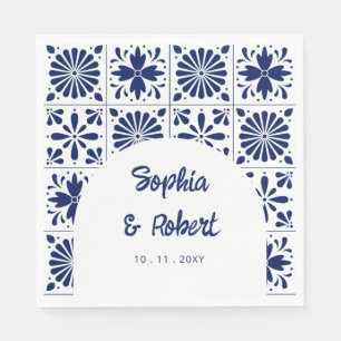 Servilleta De Papel Boda de Baldosas de Talavera Azul de la Armada Mex
