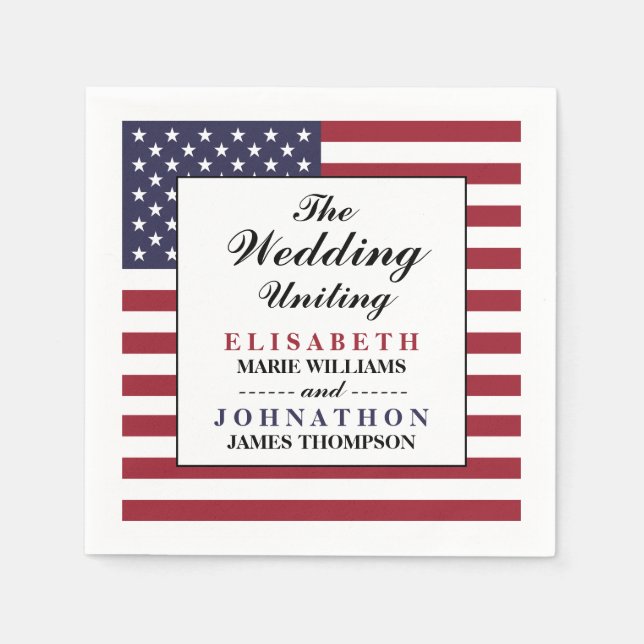 Servilleta De Papel Boda de Bandera de Estados Unidos (Anverso)